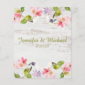 Rustic Pink Florals on White Wood Advice Kaart (Achterkant)