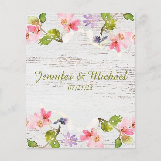 Rustic Pink Florals on White Wood Advice Kaart (Achterkant)
