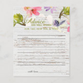 Rustic Pink Florals on White Wood Advice Kaart (Voorkant)