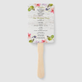 Rustic Pink Florals op White Wood Wedding Programm Handwaaier (Achterkant)