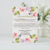 Rustic Pink Florals op witte houtaccommodatie Informatiekaartje (Staand voorkant)