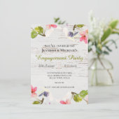 Rustic Pink Florals over de Uitnodiging van Wit Ve (Staand voorkant)