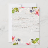 Rustic Pink Florals over de Uitnodiging van Wit Ve (Achterkant)