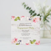 Rustic Pink Florals over de Uitnodiging van Wit Ve (Staand voorkant)