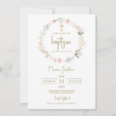 Rustic Pink Flowers Baptism Text Kaart (Voorkant)
