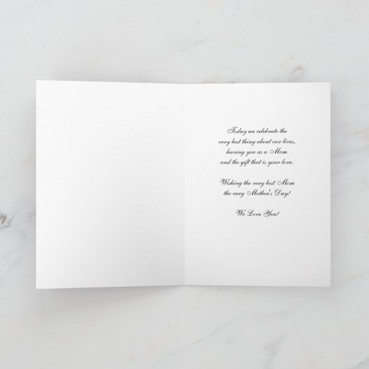 Rustic Pink Flowers Moederdag Kaart (Binnen)