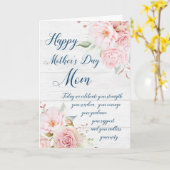 Rustic Pink Flowers Moederdag Kaart (Gele Bloem)