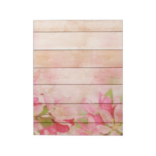 Rustic Pink Flowers op hout Notitieblok