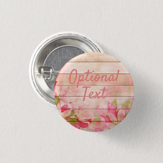 Rustic Pink Flowers op hout Ronde Button 3,2 Cm (Voorkant /achterkant)