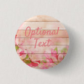 Rustic Pink Flowers op hout Ronde Button 3,2 Cm (Voorkant)