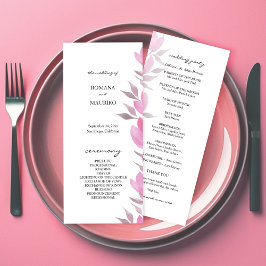 Rustic Pink Flowers Waterverf Handbeschilderd Programmakaart