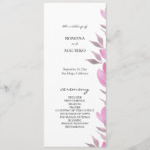 Rustic Pink Flowers Waterverf Handbeschilderd Programmakaart (Voorkant)