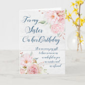 Rustic Pink Flowers Zuster Birthday Card Kaart (Gele Bloem)