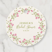 Rustic Pink Garden Flowers Custom Vrijgezellenfees Bedankjes Labels (Achterkant)