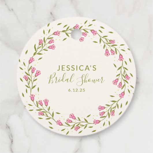 Rustic Pink Garden Flowers Custom Vrijgezellenfees Bedankjes Labels (Achterkant)