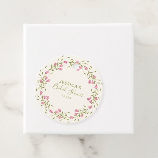 Rustic Pink Garden Flowers Custom Vrijgezellenfees Bedankjes Labels (In situ)