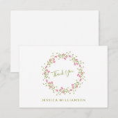 Rustic Pink Garden Flowers Custom Vrijgezellenfees Bedankkaart (Voorkant / Achterkant)