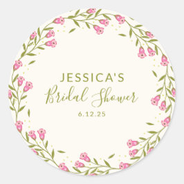 Rustic Pink Garden Flowers Custom Vrijgezellenfees Ronde Sticker