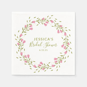 Rustic Pink Garden Flowers Custom Vrijgezellenfees Servet