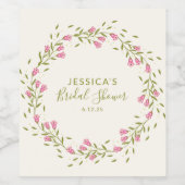 Rustic Pink Garden Flowers Custom Vrijgezellenfees Wijn Etiket (Enkel label)