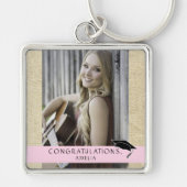 Rustic Pink Gefeliciteerd Afstuderen Foto Sleutelhanger (Voorkant)