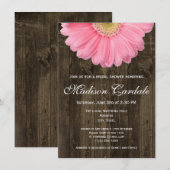 Rustic Pink Gerber Daisy Bridal Shower Kaart (Voorkant / Achterkant)