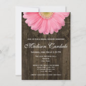 Rustic Pink Gerber Daisy Bridal Shower Kaart (Voorkant)