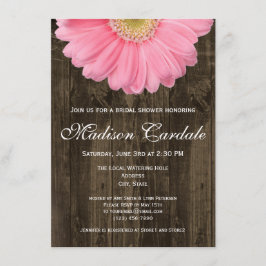 Rustic Pink Gerber Daisy Bridal Shower Kaart