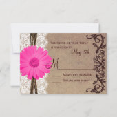 Rustic Pink Gerber Daisy Lace Wedding RSVP-kaarten RSVP Kaartje (Voorkant)