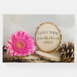 Rustic Pink Gerber Daisy Woodland Wedding Gastenboek