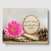 Rustic Pink Gerber Daisy Woodland Wedding Gastenboek (Voorkant)