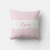 Rustic Pink Gingham Personalized Name Kussen (Voorkant)
