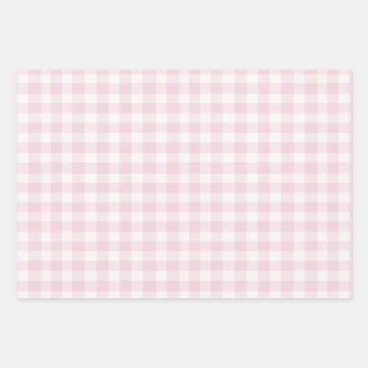 Rustic Pink Gingham Plaid Inpakpapier Vel (Voorkant 2)