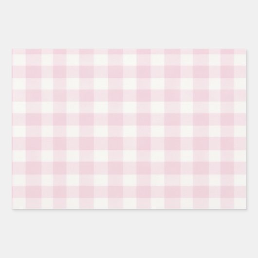 Rustic Pink Gingham Plaid Inpakpapier Vel (Voorkant)