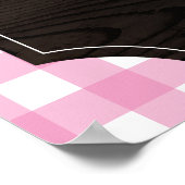 Rustic Pink Gingham Sunflower Monogram Momosa Bar Poster (Hoek)