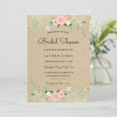 Rustic Pink Glitter Floral Vrijgezellenfeest Kaart (Staand voorkant)