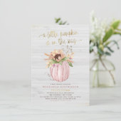Rustic Pink & Gold Farmhouse Baby shower Kaart (Staand voorkant)