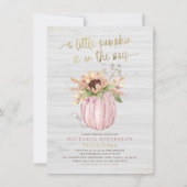 Rustic Pink & Gold Farmhouse Baby shower Kaart (Voorkant)