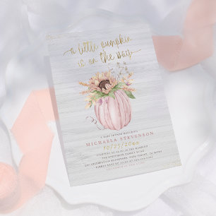 Rustic Pink & Gold Farmhouse Baby shower Kaart
