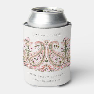 Rustic Pink Green Floral Paisley Motif Wedding Blikjeskoeler