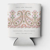 Rustic Pink Green Floral Paisley Motif Wedding Blikjeskoeler (Voorkant)