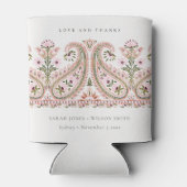 Rustic Pink Green Floral Paisley Motif Wedding Blikjeskoeler (Achterkant)