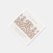 Rustic Pink Green Floral Paisley Motif Wedding Servet (Hoek)