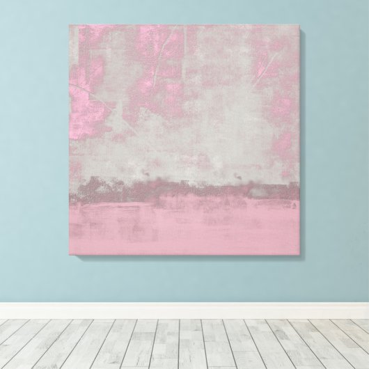 Rustic Pink Grey Mallow Abstract Art Nr42 Canvas Afdruk (Insitu (Houten vloer))