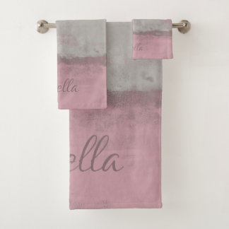 Rustic Pink Grey Mallow Abstract Art Nr42 Monogram Bad Handdoek