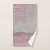 Rustic Pink Grey Mallow Abstract Art Nr42 Monogram Bad Handdoek (Handdoek)