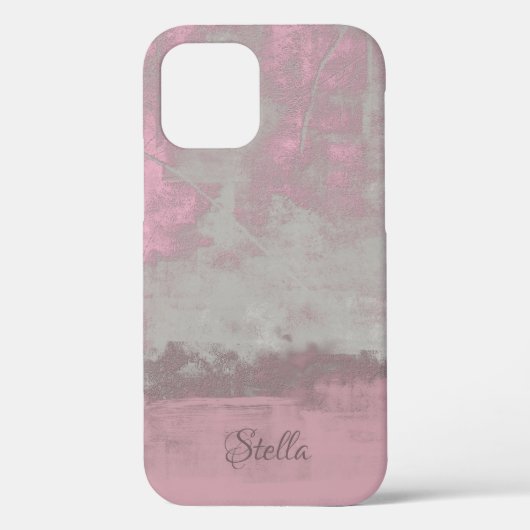 Rustic Pink Grey Mallow Abstract Art Nr42 Monogram Case-Mate iPhone Case (Achterkant)