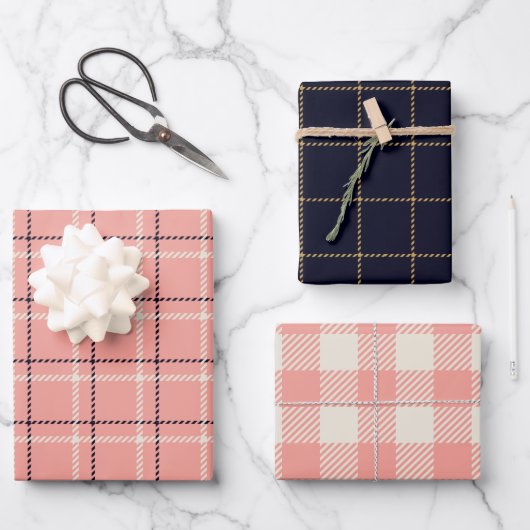 Rustic Pink Holiday Pset en Tweed Inpakpapier Vel (Voorkant)