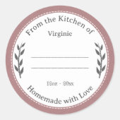 Rustic Pink Homemade with Love Label Sticker (Voorkant)