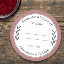 Rustic Pink Homemade with Love Label Sticker